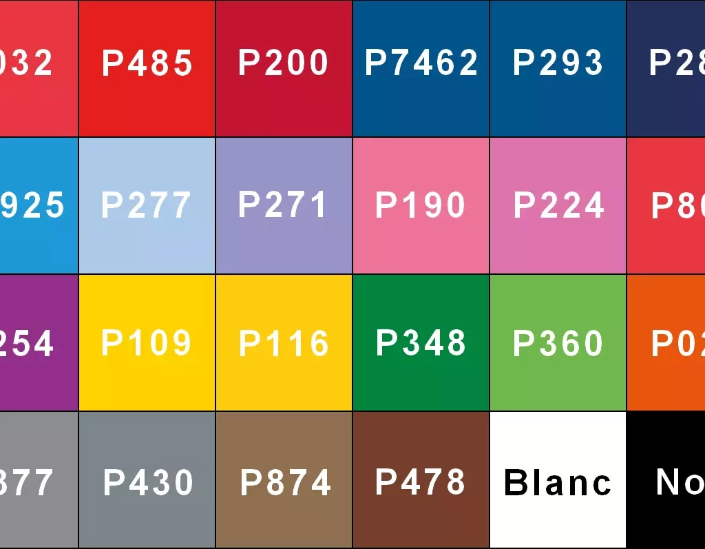 Široký výběr barev pozadí pro nafukovací tabule na míru.